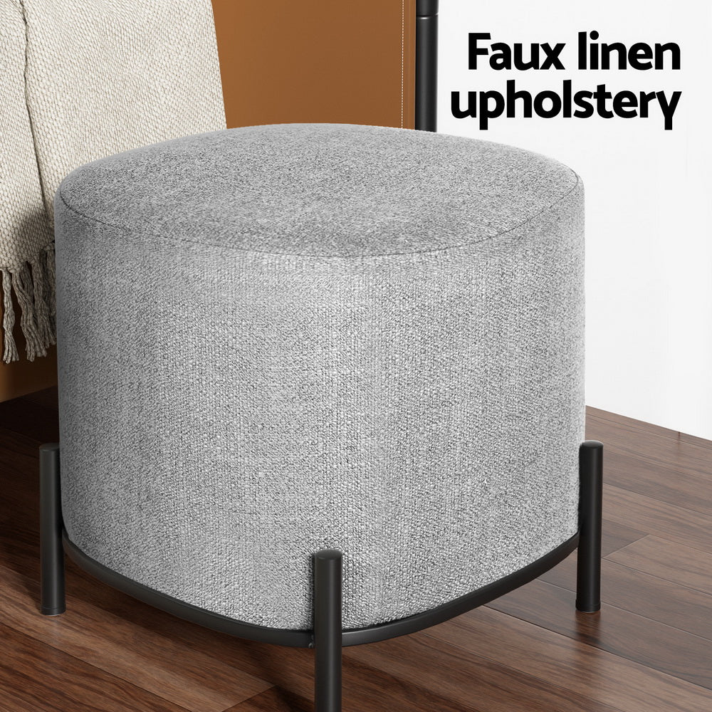 Gladstone Linen Footstool Grey