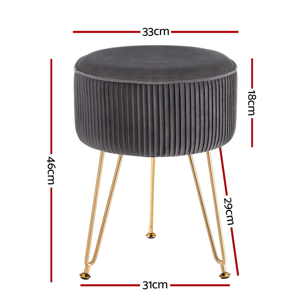 Kelly Velvet Footstool – Elegant & Functional in Grey