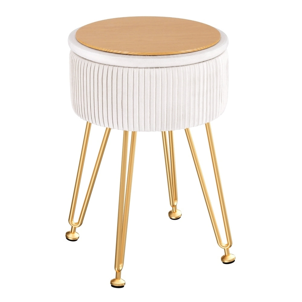 Kelly Velvet Footstool β Elegant & Functional in White (Flip-Lid)