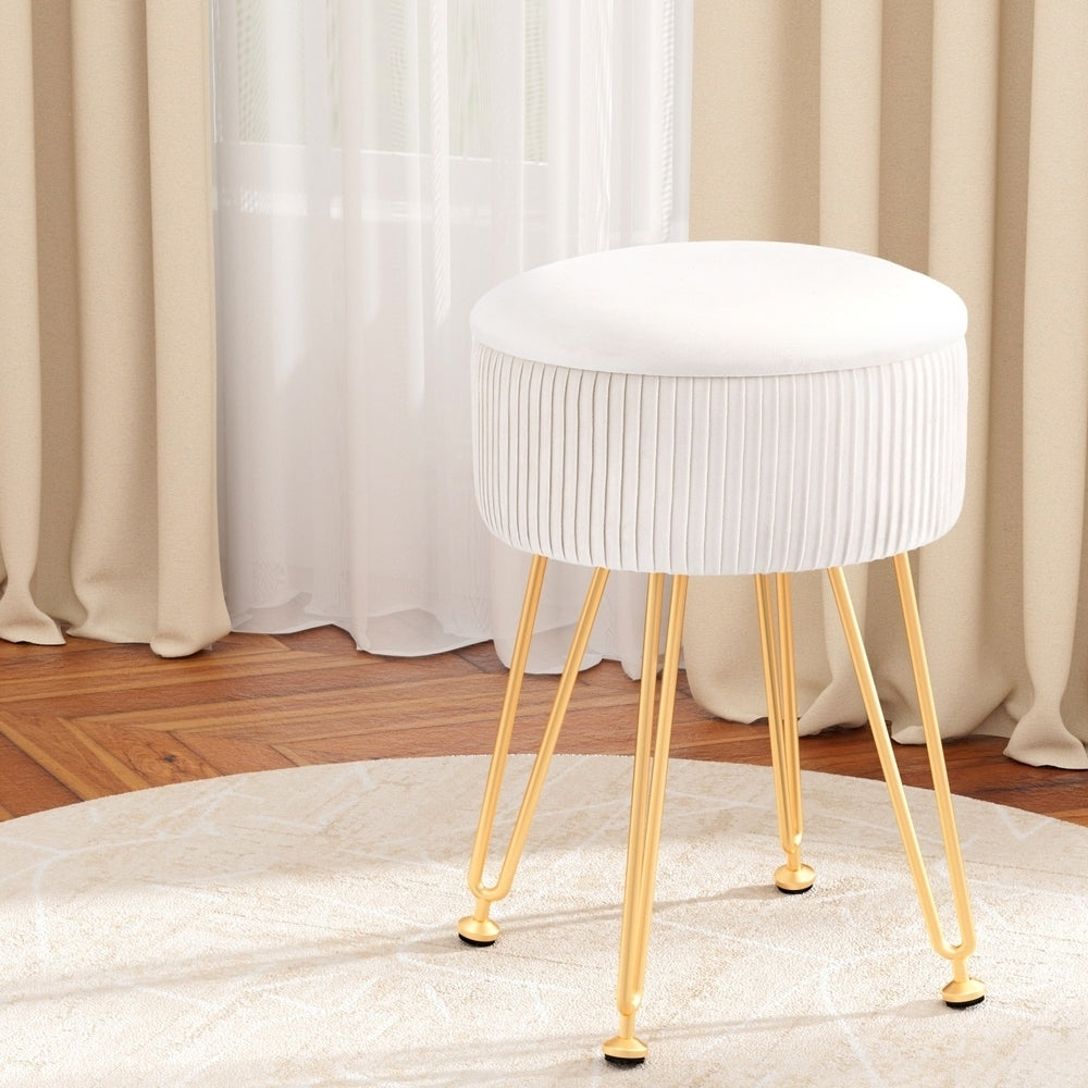 Kelly Velvet Footstool β Elegant & Functional in White (Flip-Lid)