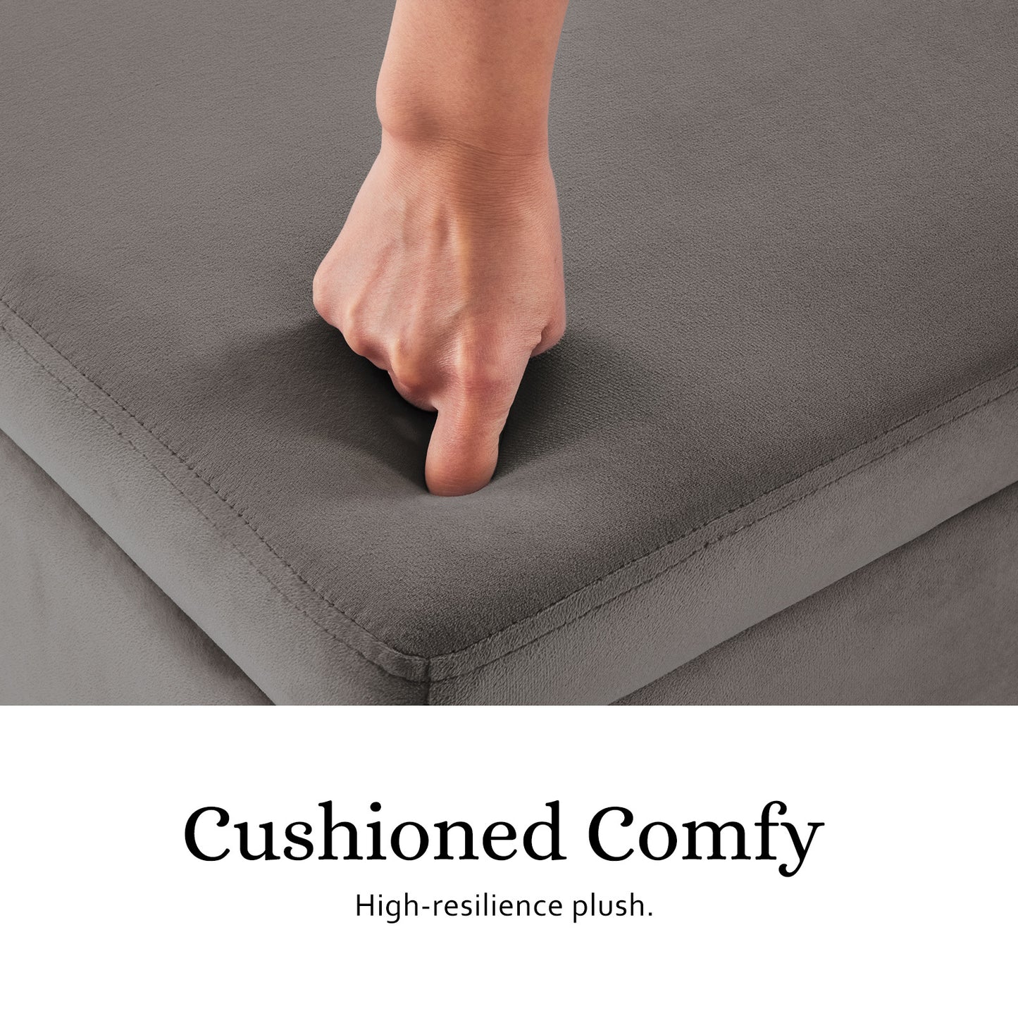 Lucille Grey Velvet Ottoman with Storage