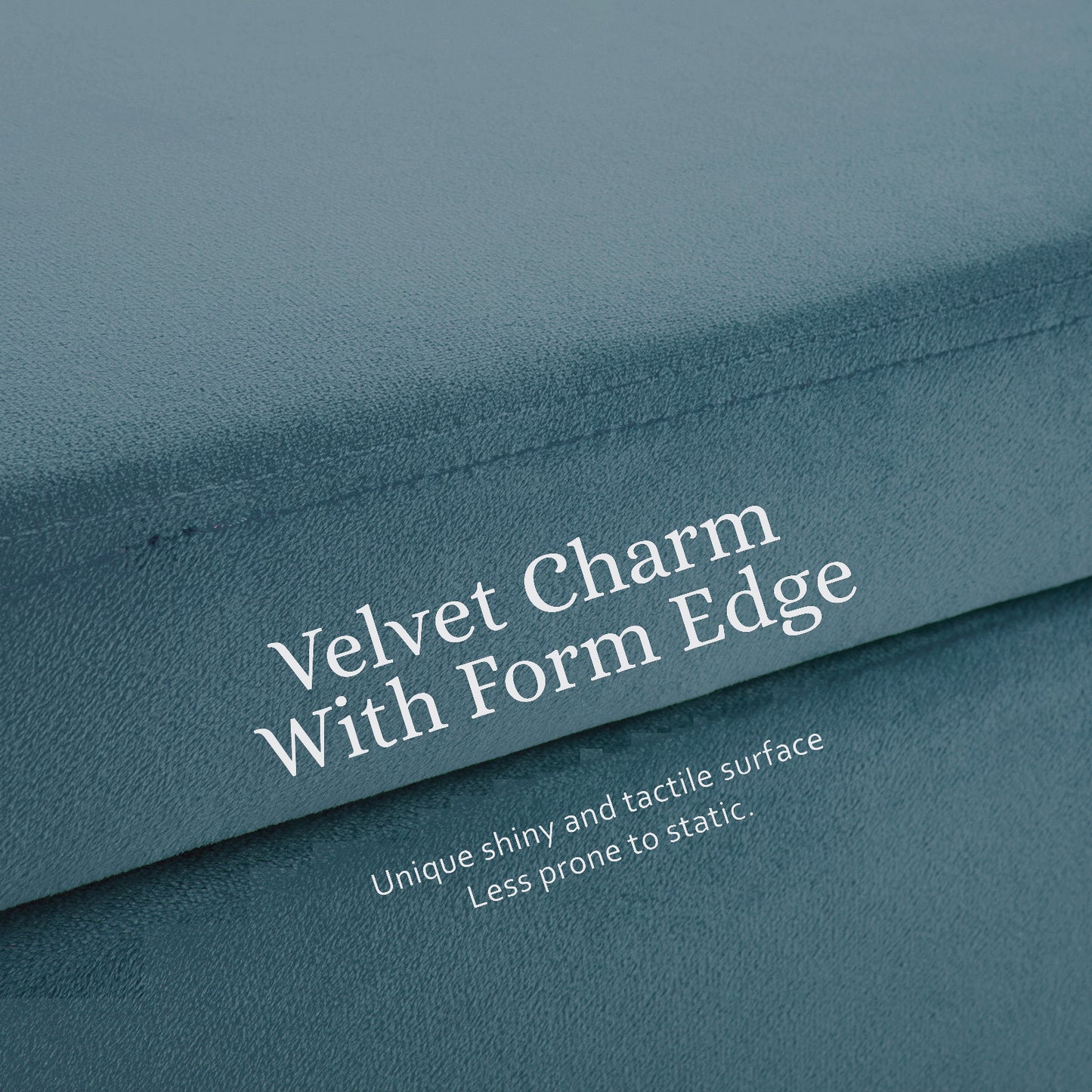 Lucille Teal Velvet Ottoman with Storage