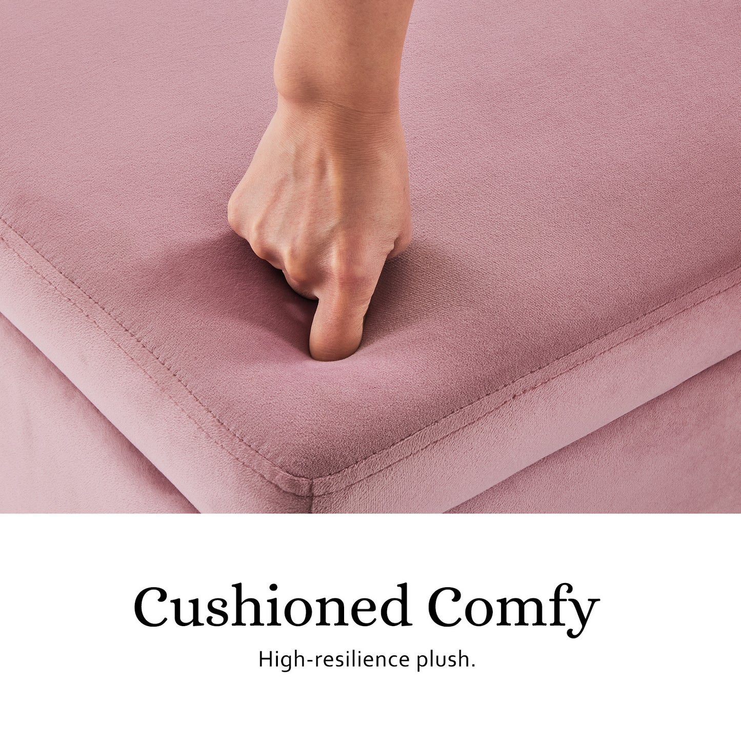 Lucille Pink Velvet Ottoman with Storage