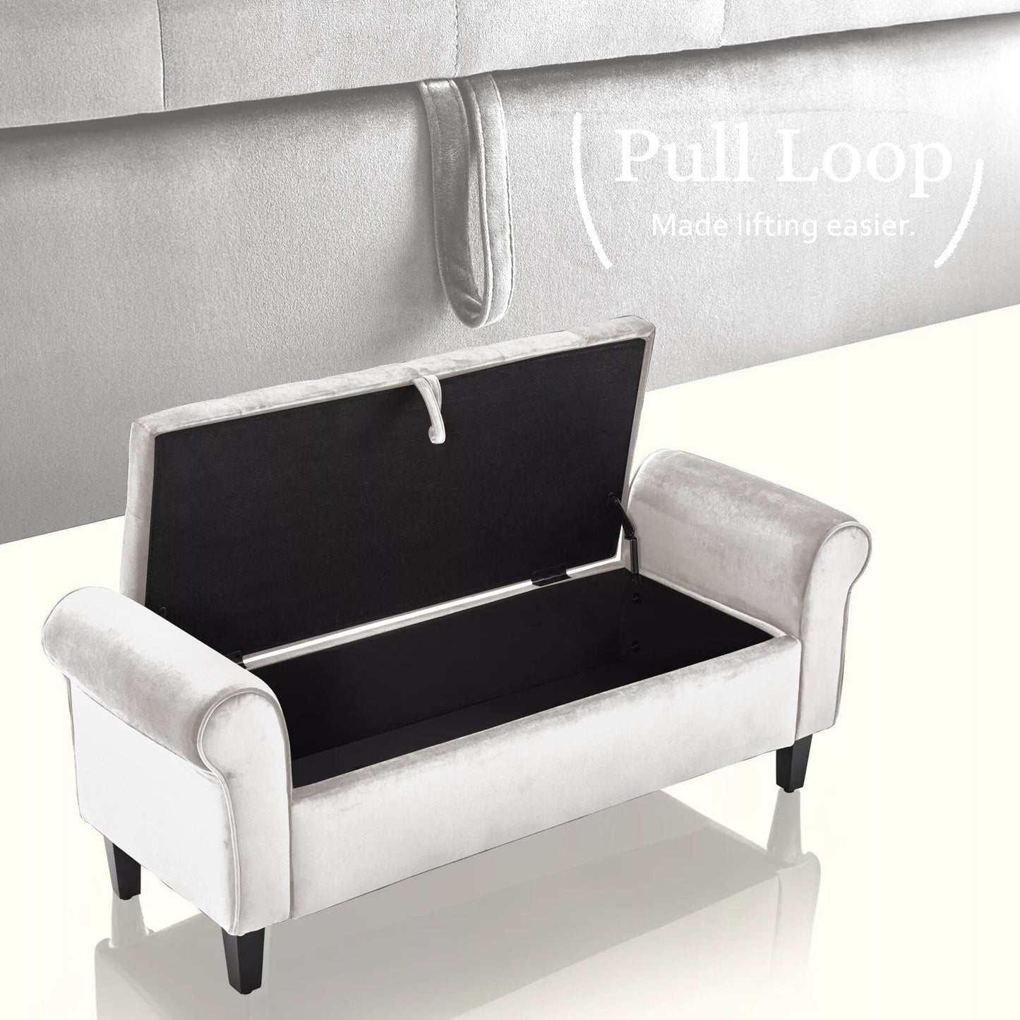 Kelly Rolled Armrest Velvet Ottoman Bench Seat Blanket Chest Couch BEIGE