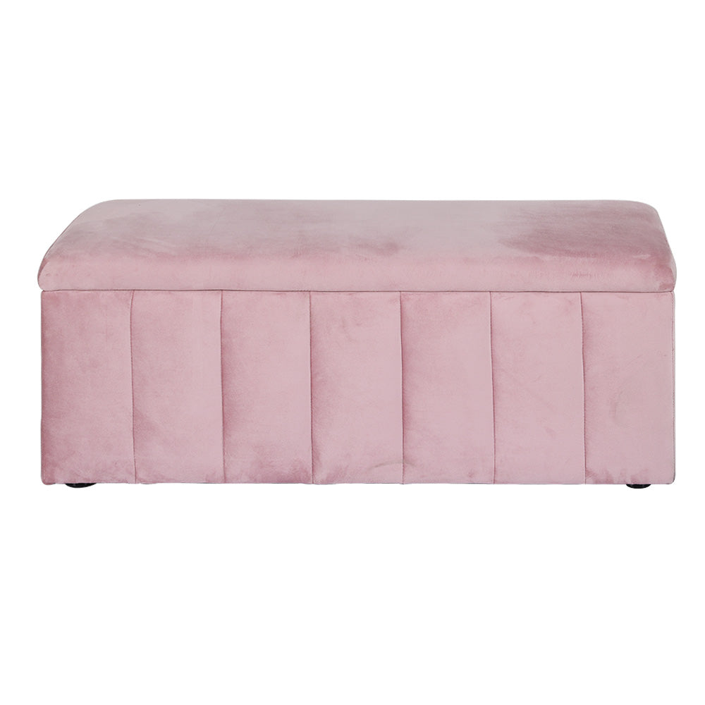 Glinda Pink Velvet Storage Ottoman