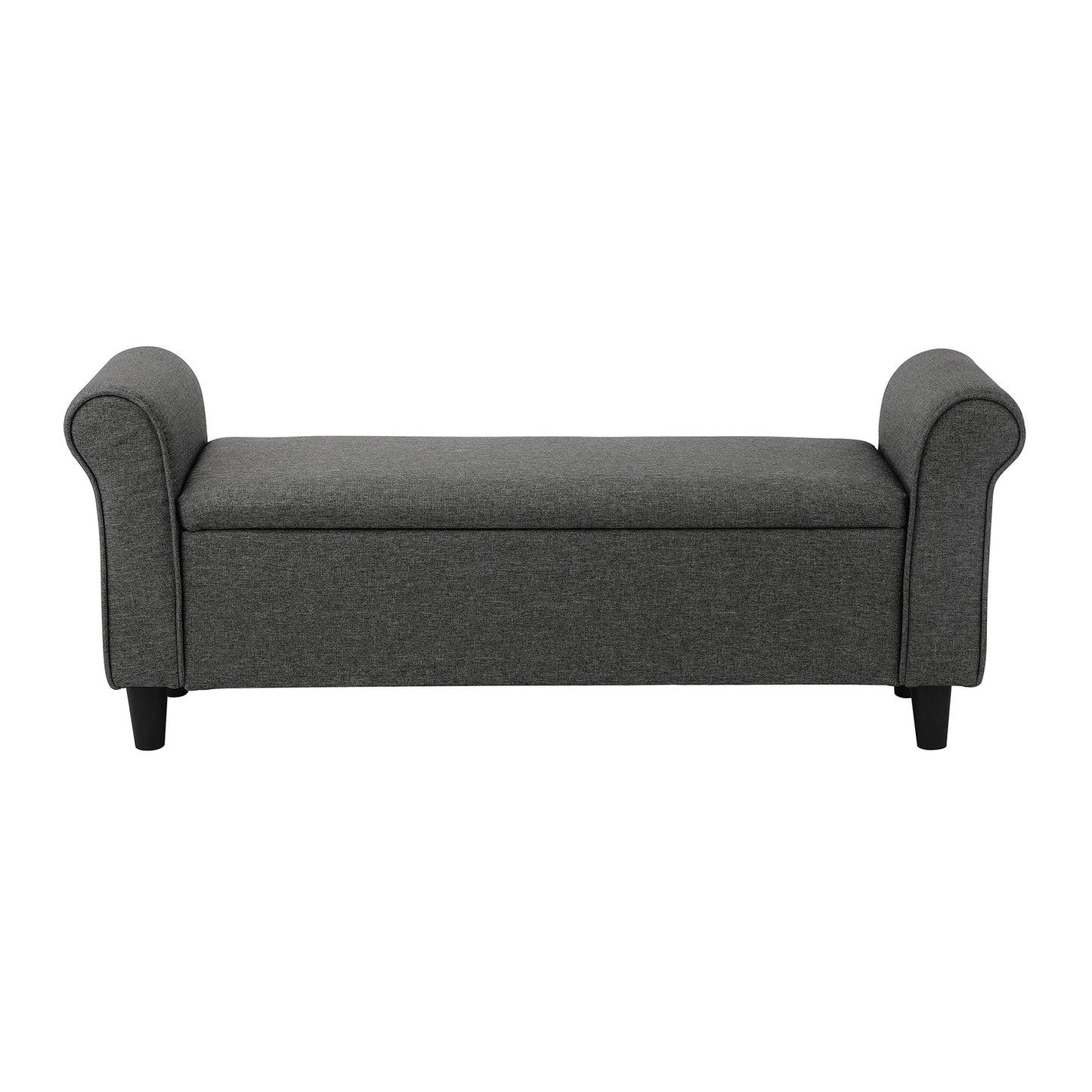 Carey Linen Multi-Functional Storage Ottoman Seat - DARK GREY