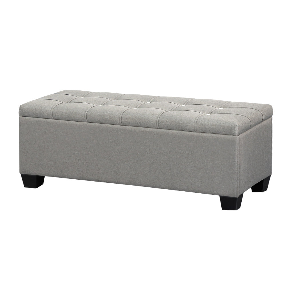 Bestselling Ottoman Storage Fabric Foot Stool - Light Grey