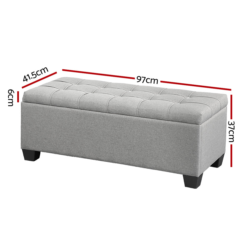 Bestselling Ottoman Storage Fabric Foot Stool - Light Grey
