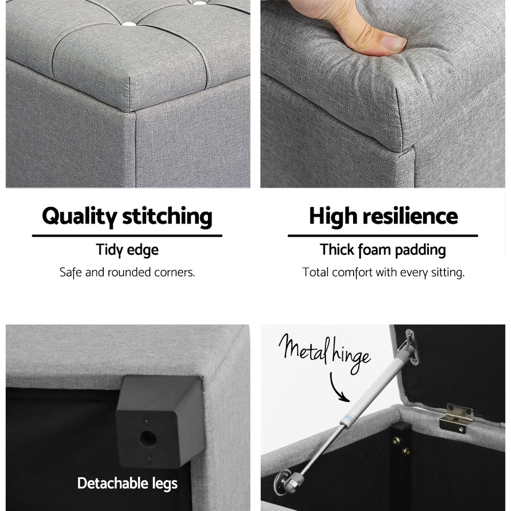 Bestselling Ottoman Storage Fabric Foot Stool - Light Grey