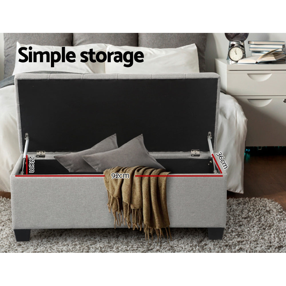 Bestselling Ottoman Storage Fabric Foot Stool - Light Grey