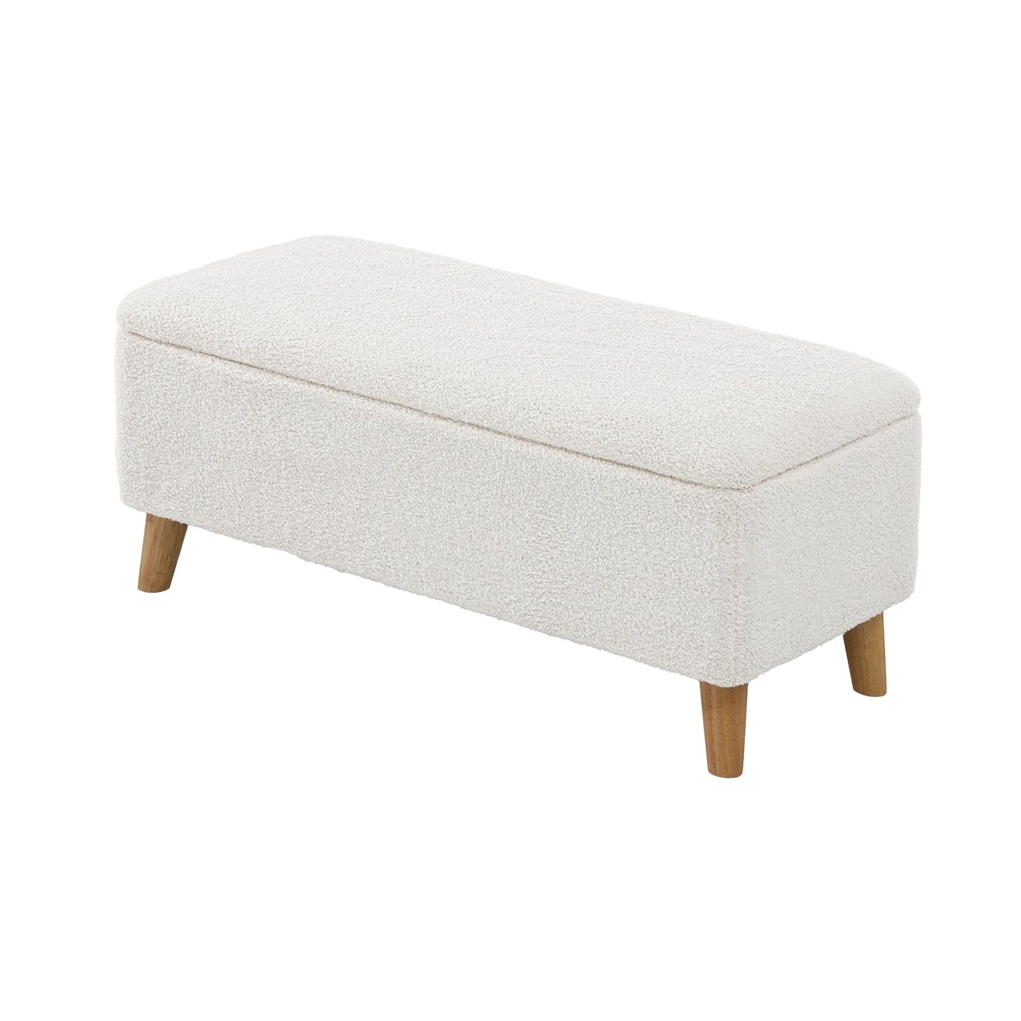 Carey Linen Ottoman Storage Stool - BEIGE SHERPA FABRIC