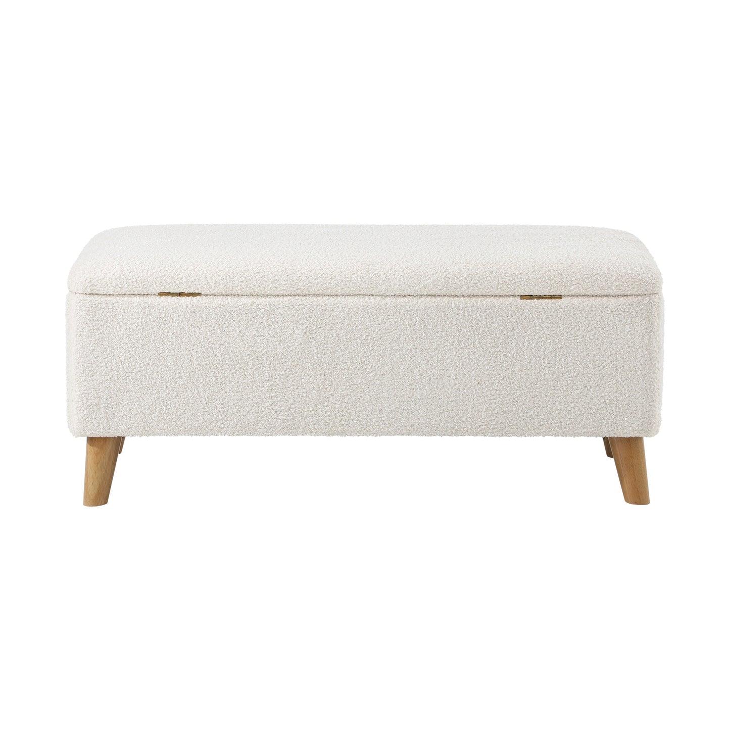 Carey Linen Ottoman Storage Stool - BEIGE SHERPA FABRIC