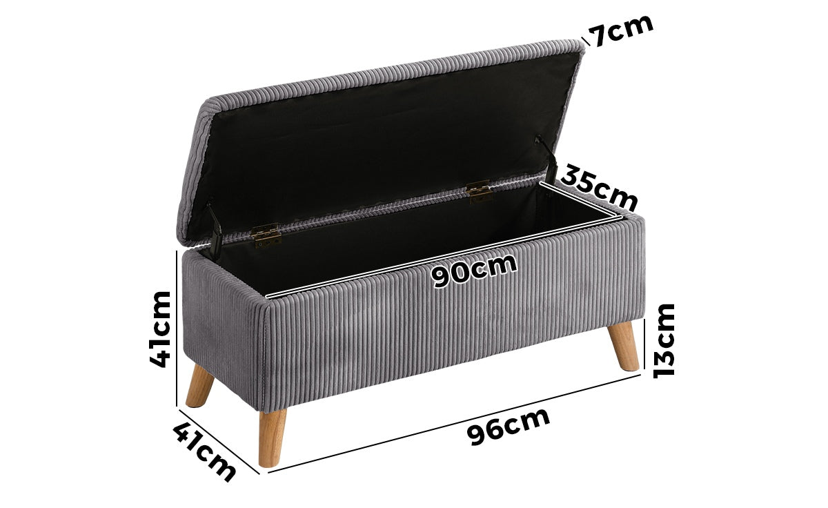 Grey Polyester Classic Ottoman with Storage