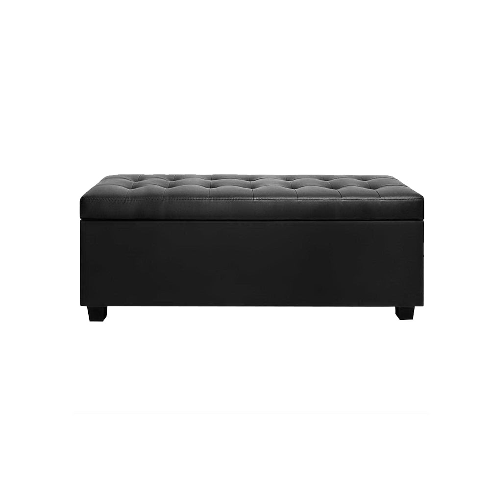 Storage Ottoman PU Leather - Black