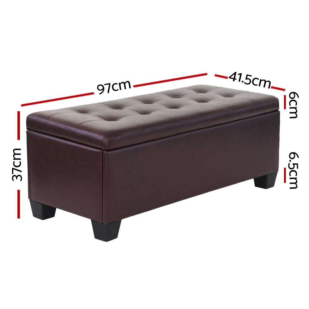 Storage Ottoman PU Leather - Brown
