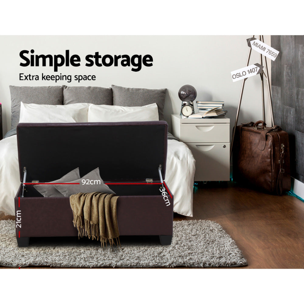 Storage Ottoman PU Leather - Brown