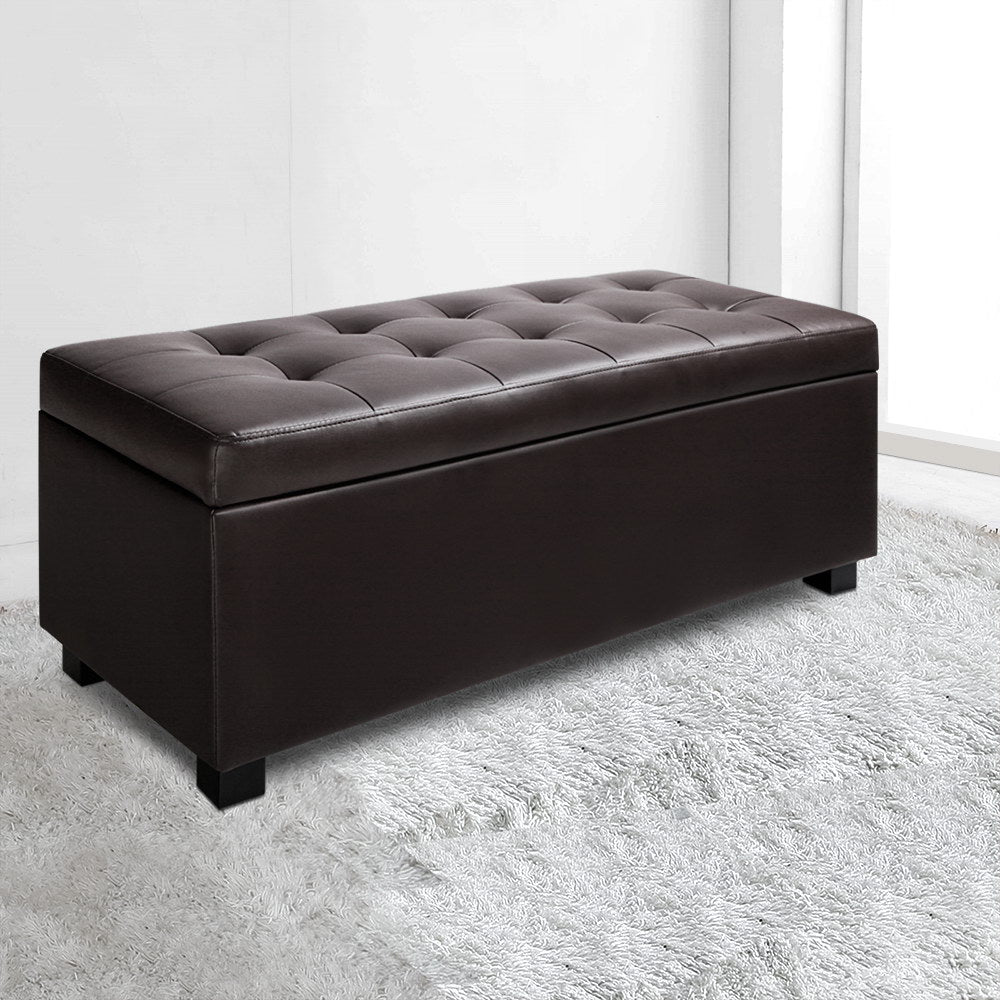 Storage Ottoman PU Leather - Brown