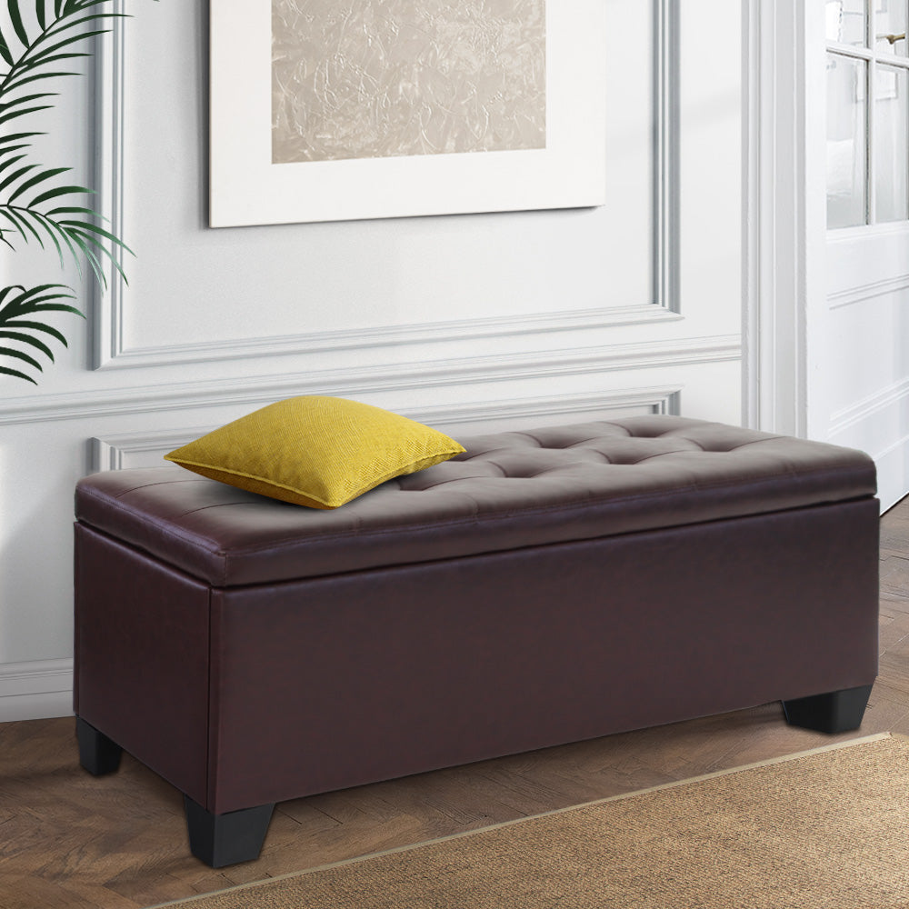 Storage Ottoman PU Leather - Brown