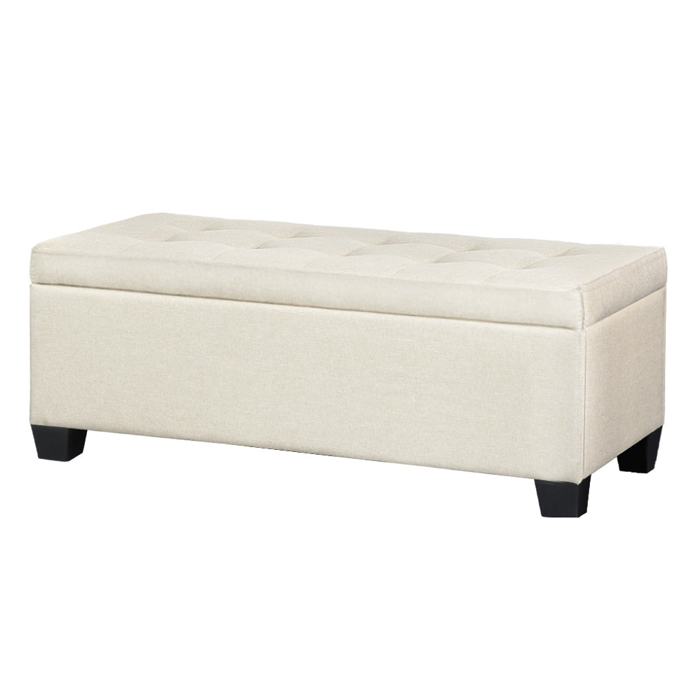 Bestselling Ottoman Storage Blanket Box Linen Fabric Ottoman - Beige
