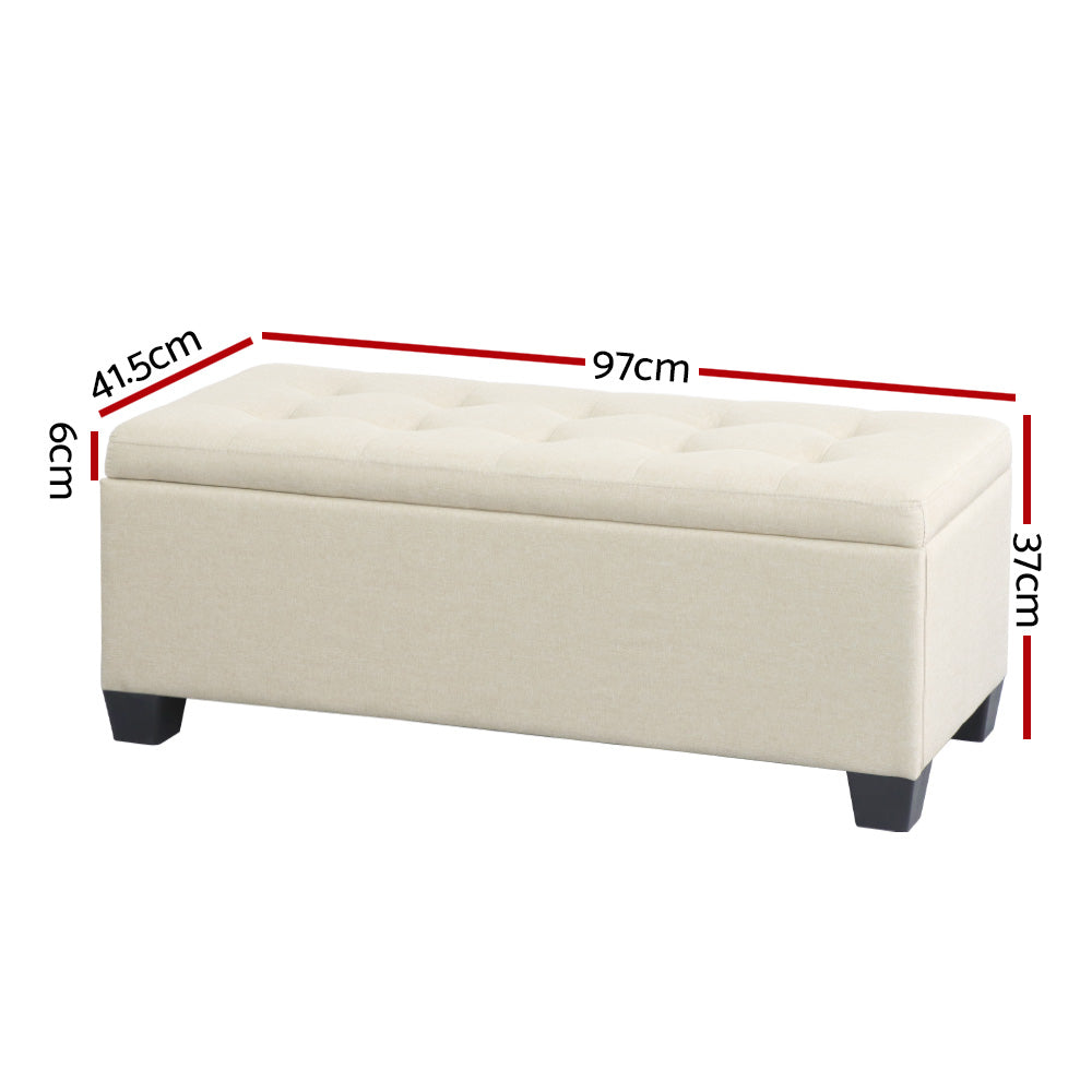 Bestselling Ottoman Storage Blanket Box Linen Fabric Ottoman - Beige