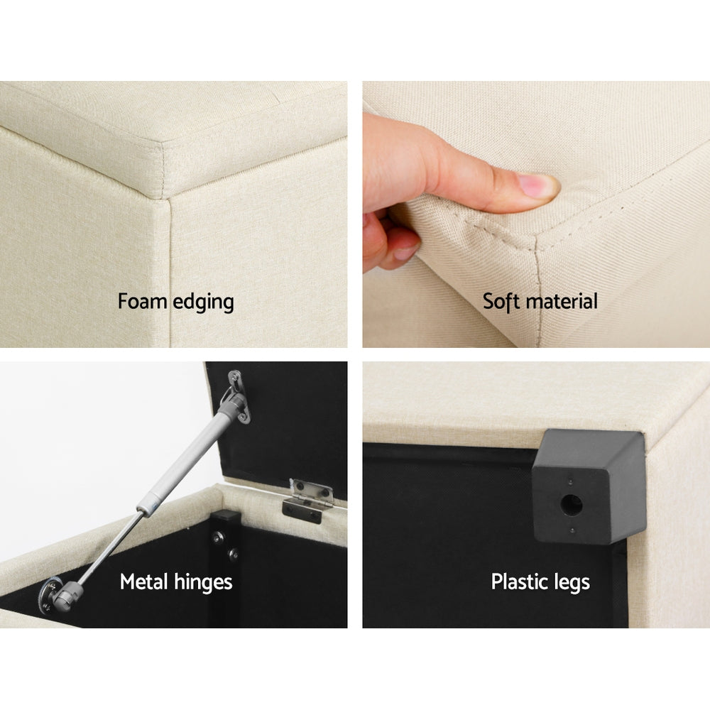 Bestselling Ottoman Storage Blanket Box Linen Fabric Ottoman - Beige