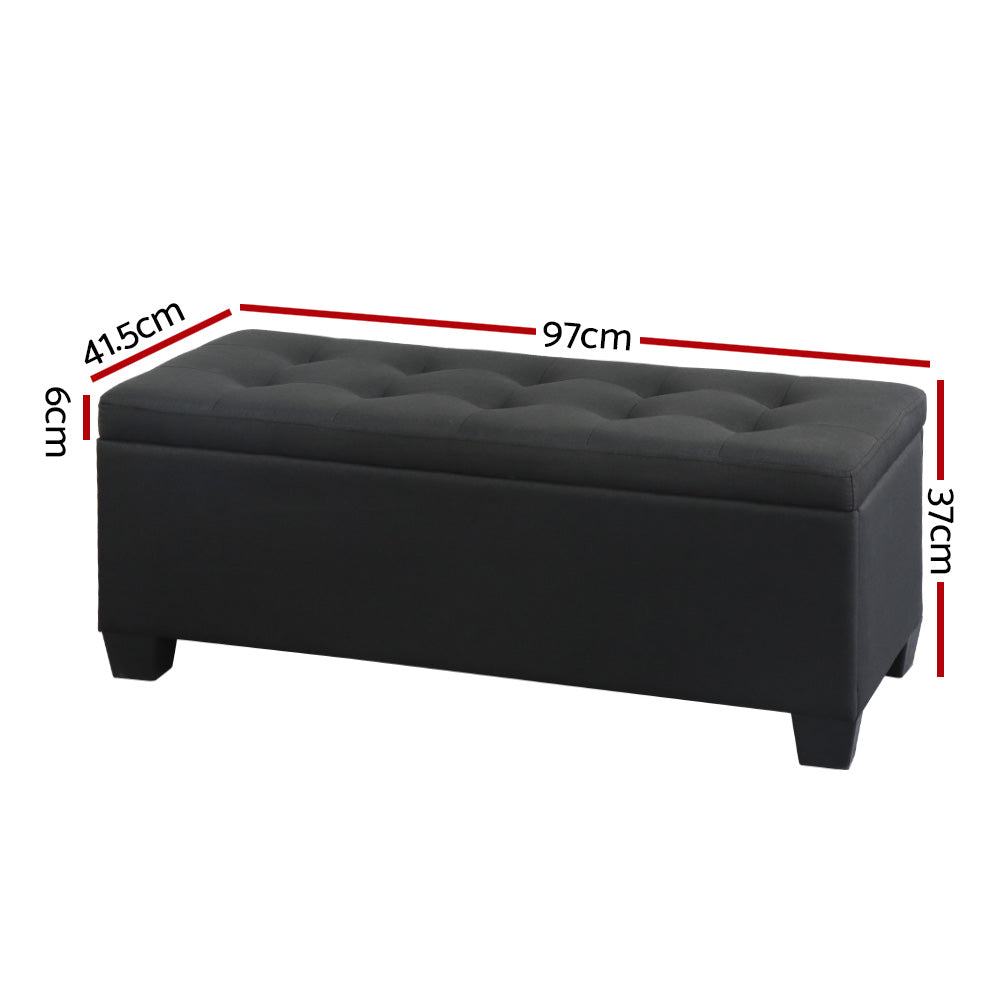 Bestselling Ottoman Storage Blanket Box Linen Fabric Ottoman - Black