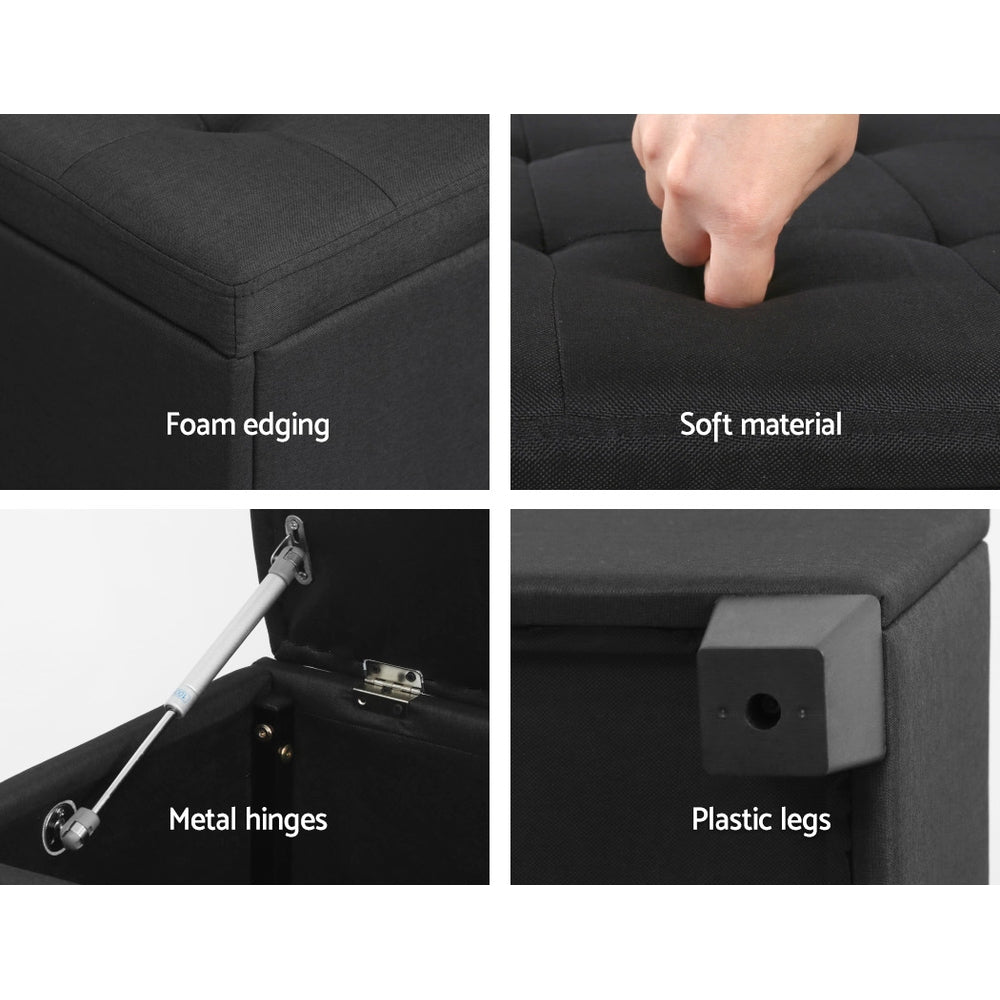 Bestselling Ottoman Storage Blanket Box Linen Fabric Ottoman - Black