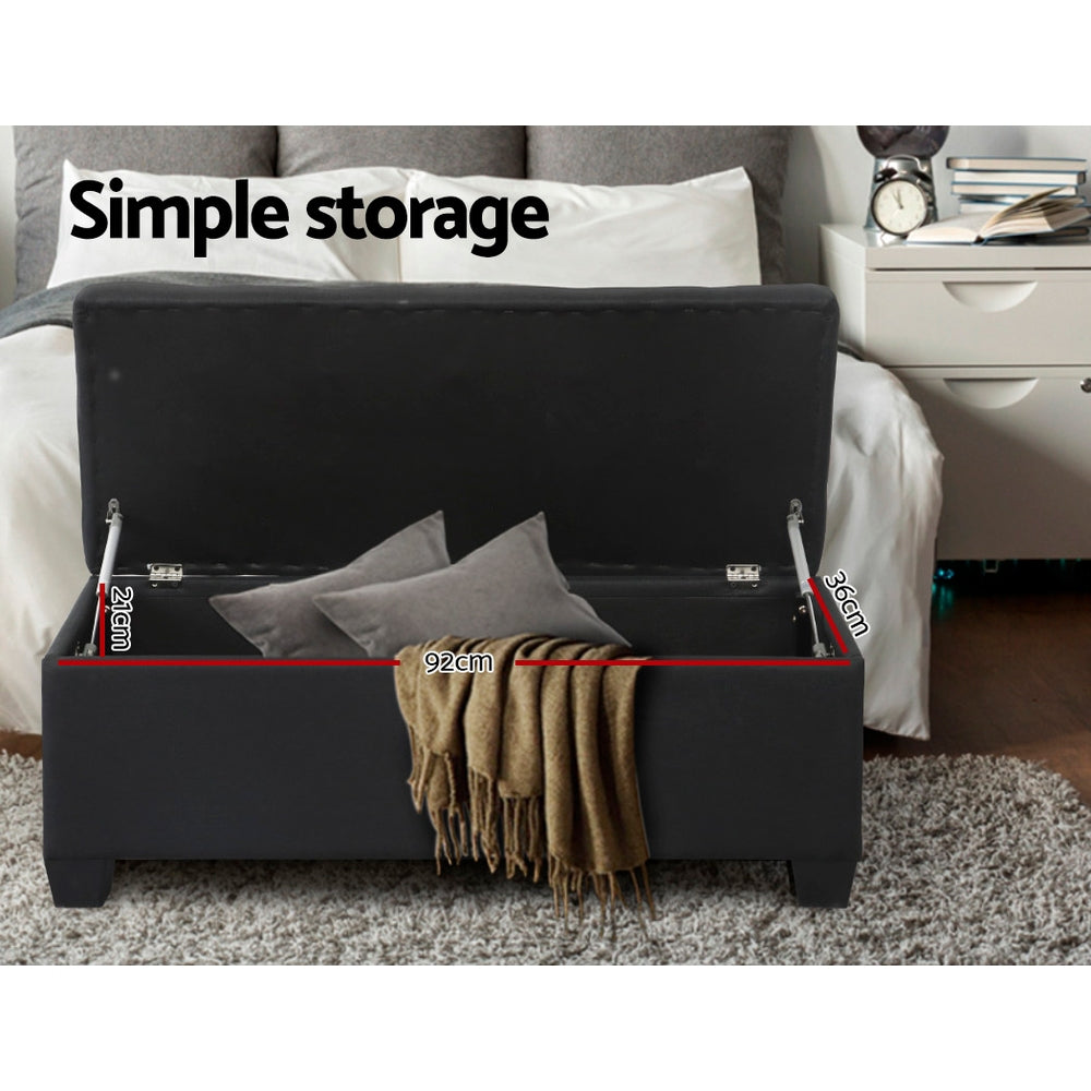 Bestselling Ottoman Storage Blanket Box Linen Fabric Ottoman - Black