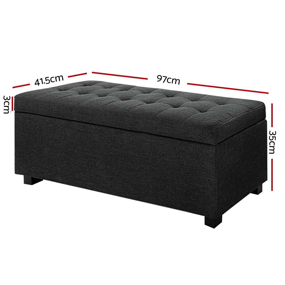 Bestselling Ottoman Storage Blanket Box Linen Fabric Ottoman - Charcoal