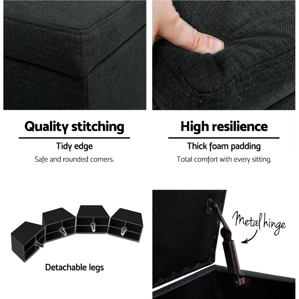 Bestselling Ottoman Storage Blanket Box Linen Fabric Ottoman - Charcoal