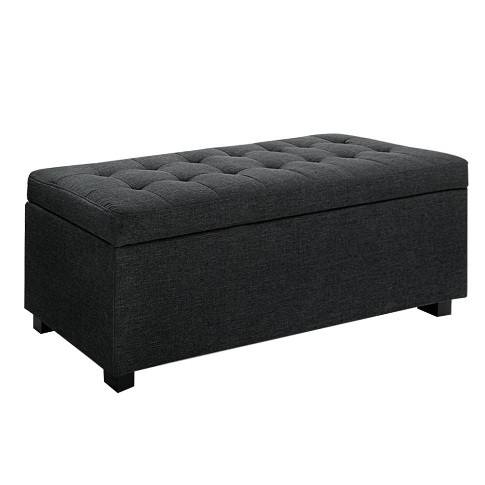 Bestselling Ottoman Storage Blanket Box Linen Fabric Ottoman - Charcoal