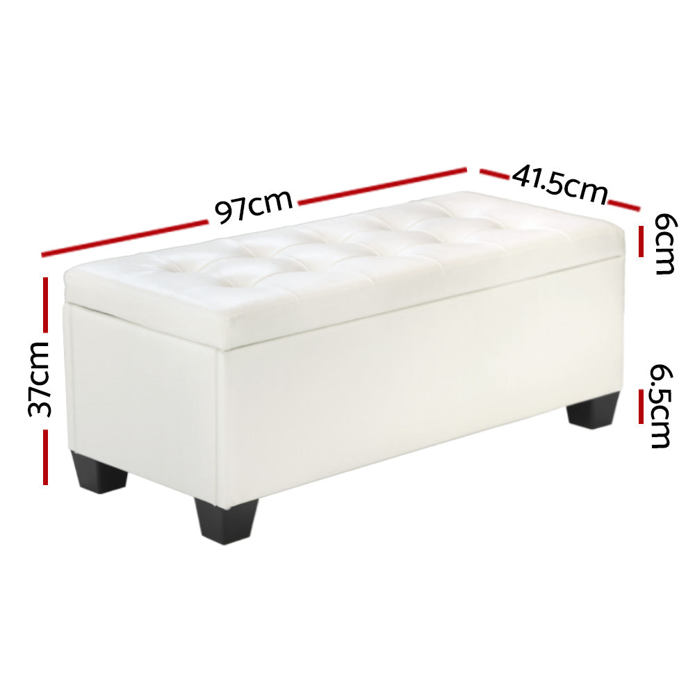 Storage Ottoman PU Leather - White