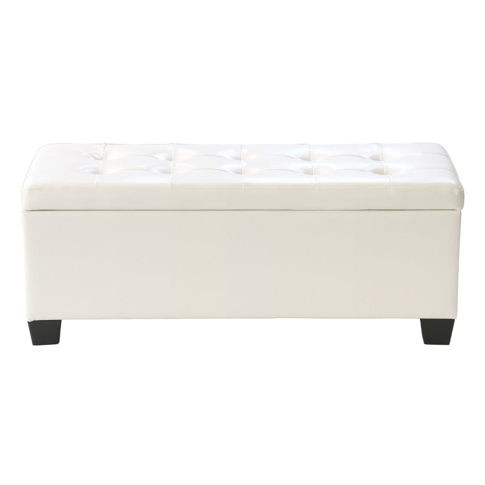 Storage Ottoman PU Leather - White