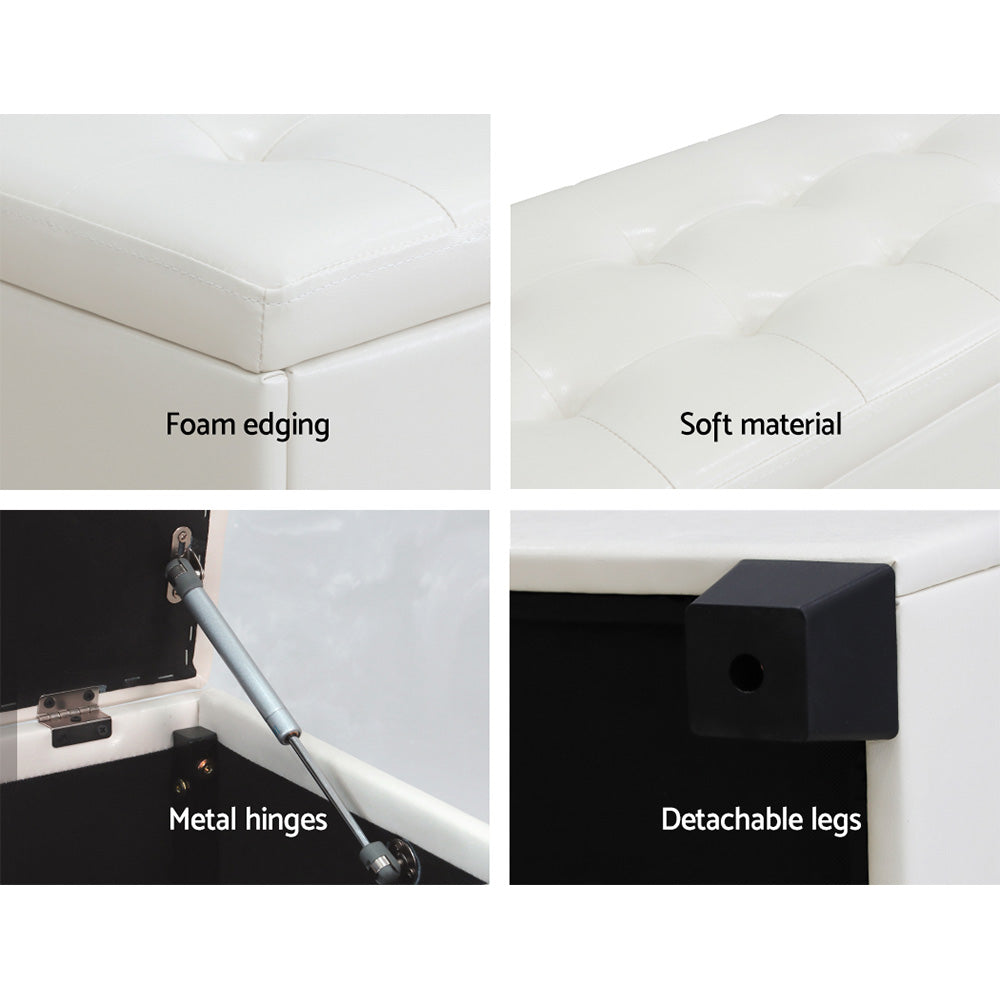 Storage Ottoman PU Leather - White