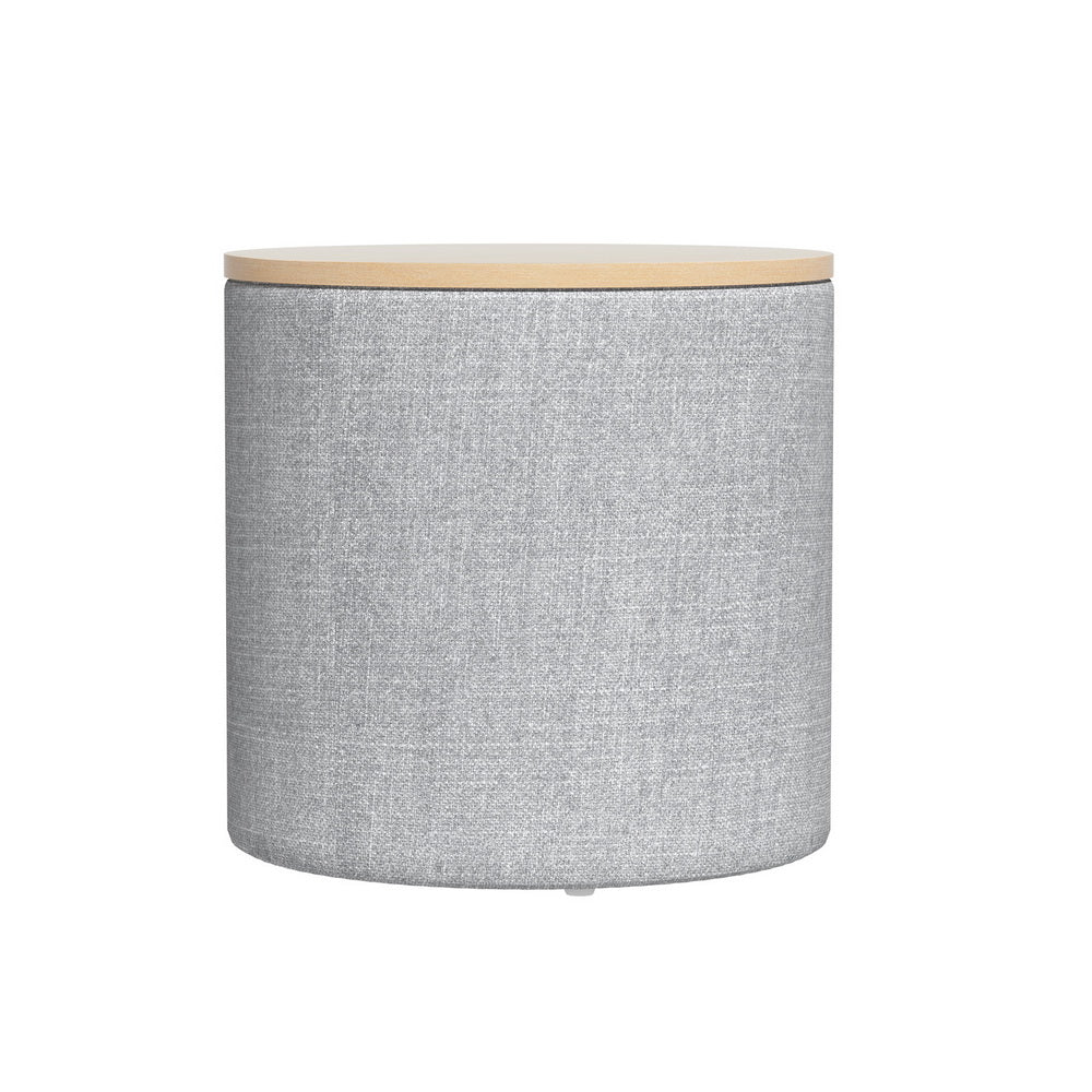 Round Storage Ottoman Linen & Bamboo β Stylish & Functional 40cm