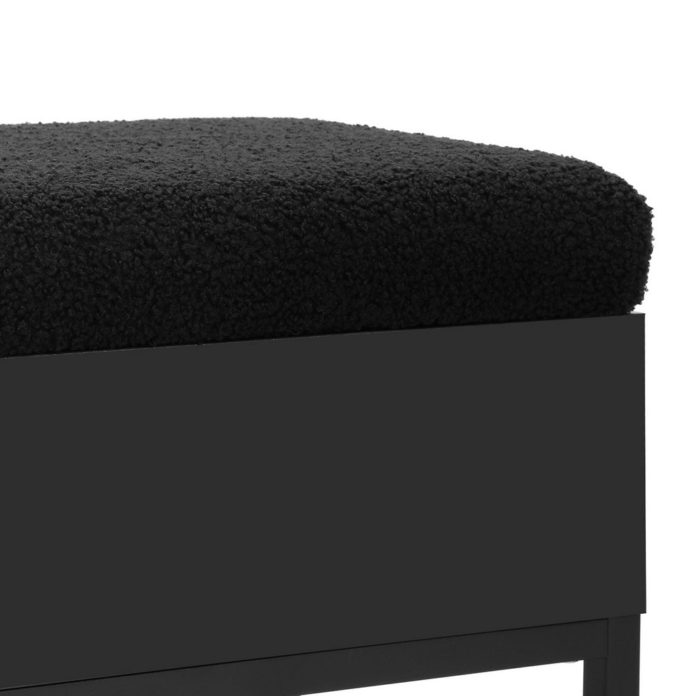 Black Bouclé Storage Ottoman Stylish Black Design