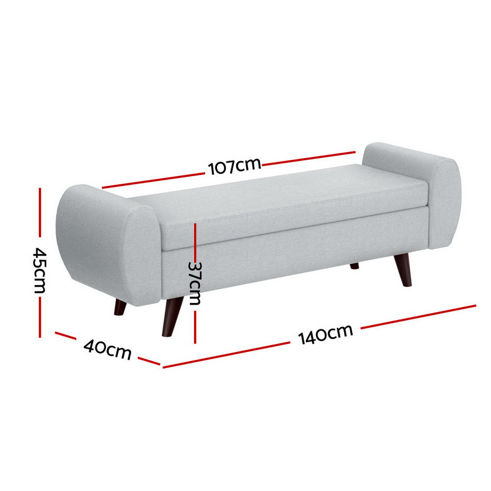 Riley Contemporary Storage Ottoman with Armrest β Grey