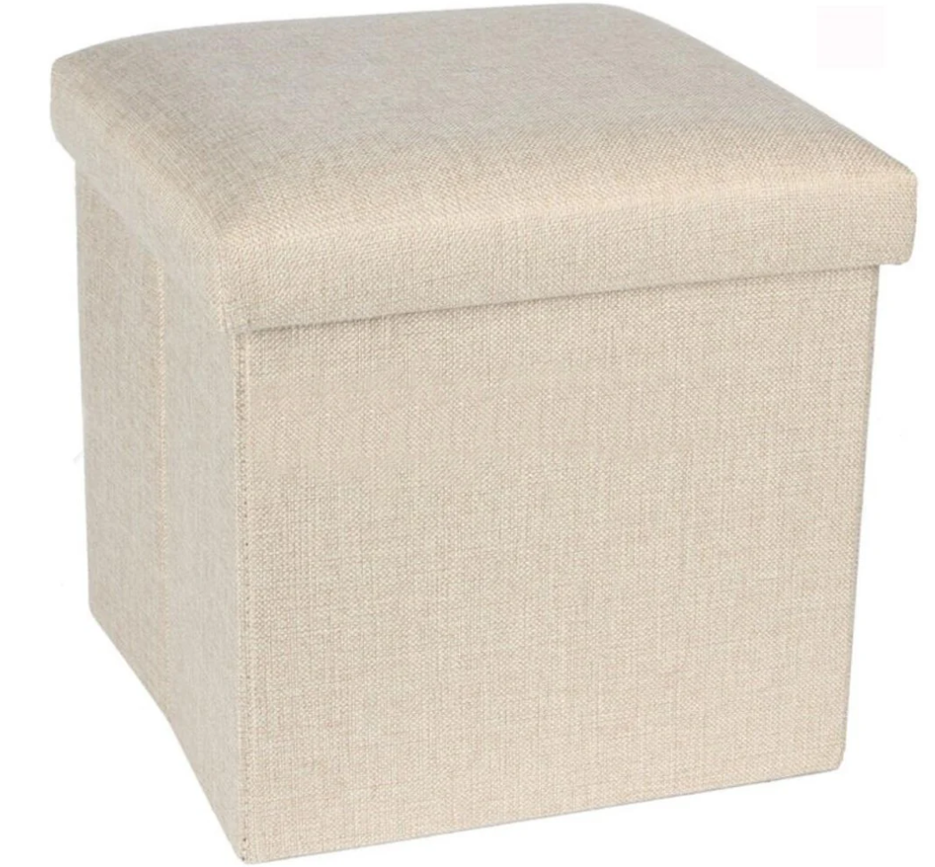 Linen Multi-Functional Storage Ottoman Cube