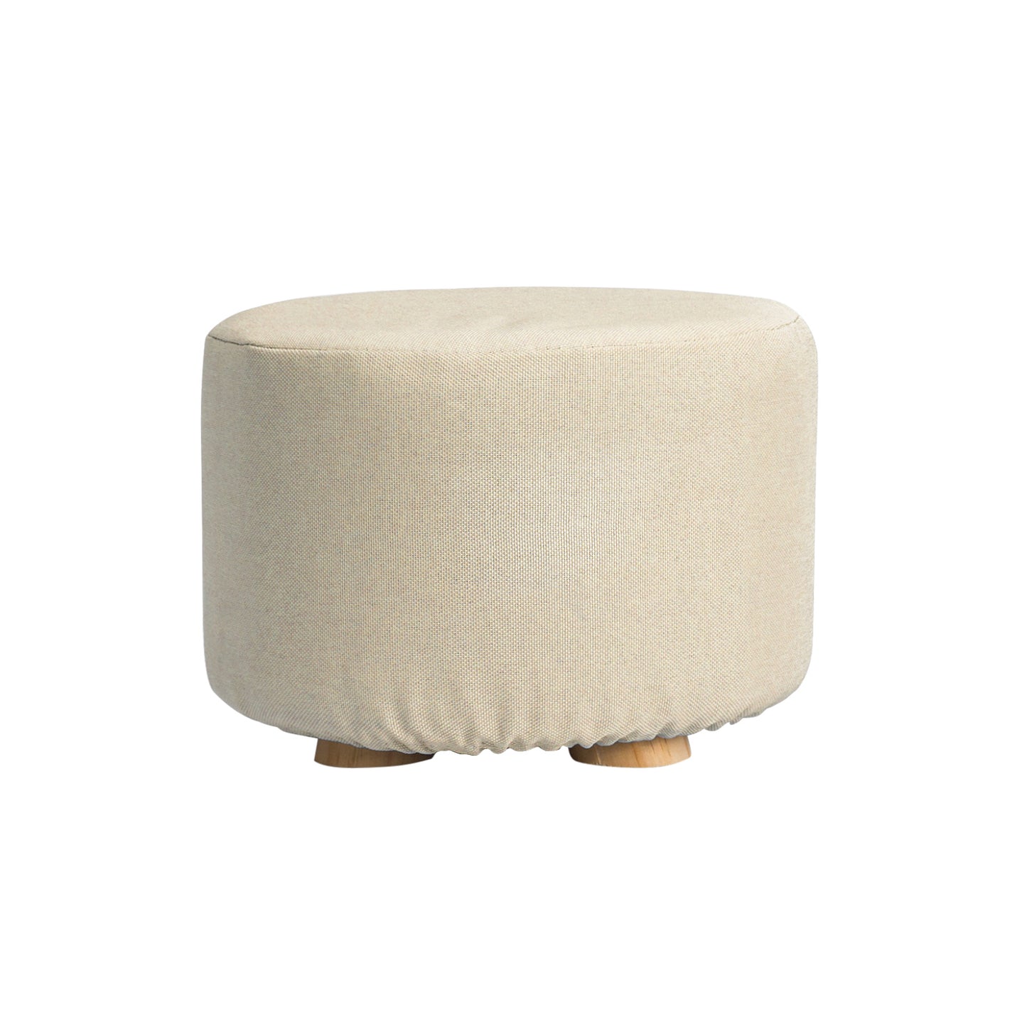 Fabric Ottoman Round Wooden Leg Foot Stool Multiple Colours - La Bella Footstool