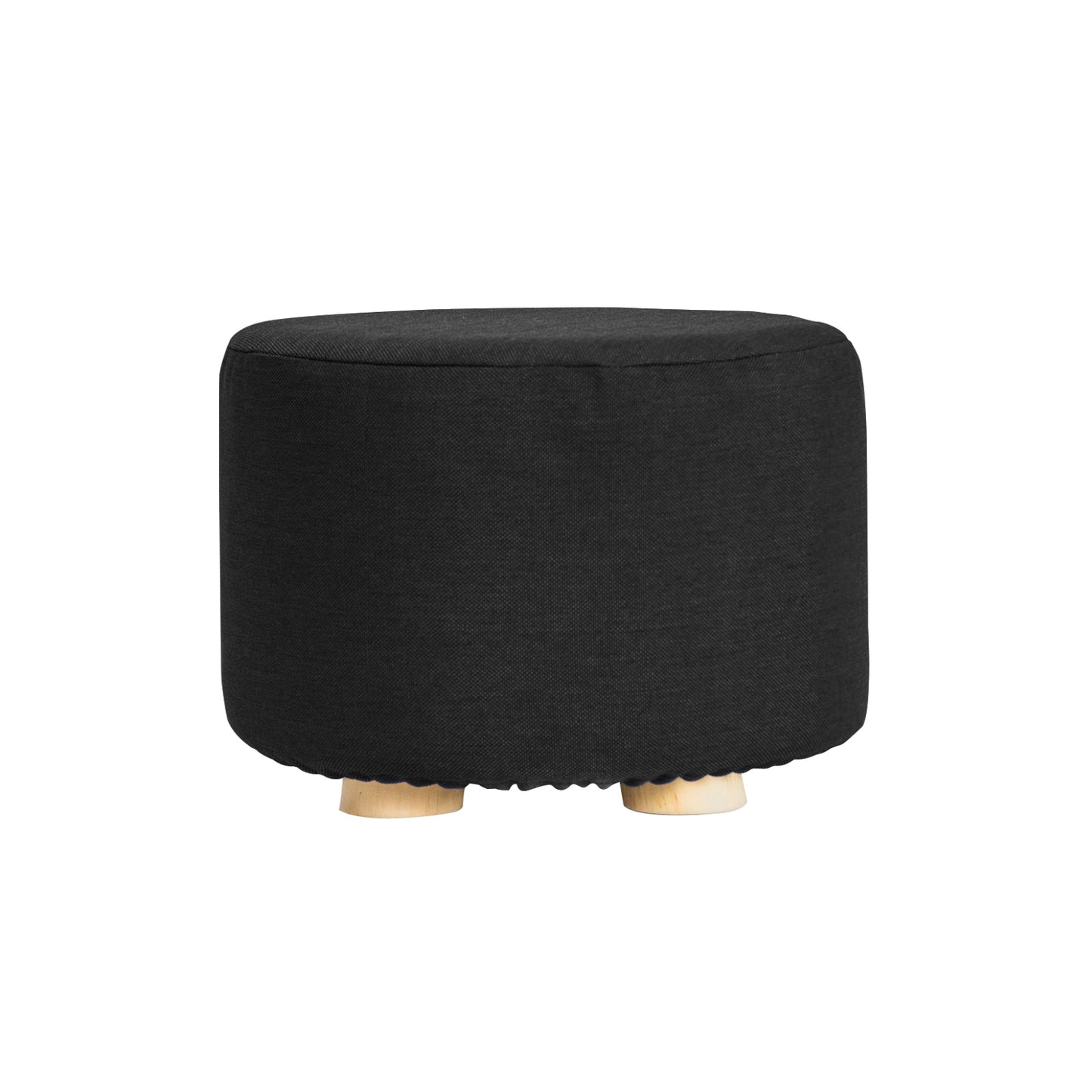 Fabric Ottoman Round Wooden Leg Foot Stool Multiple Colours - La Bella Footstool