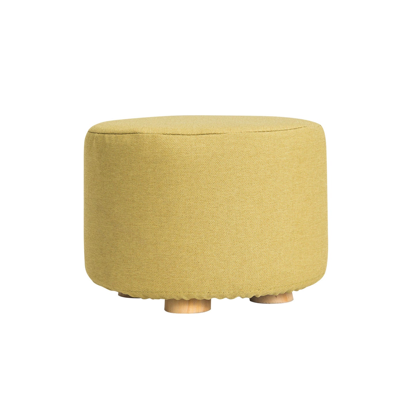 Fabric Ottoman Round Wooden Leg Foot Stool Multiple Colours - La Bella Footstool