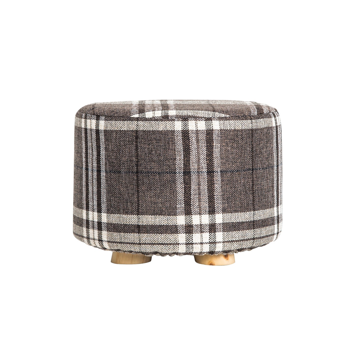 Fabric Ottoman Round Wooden Leg Foot Stool Multiple Colours - La Bella Footstool