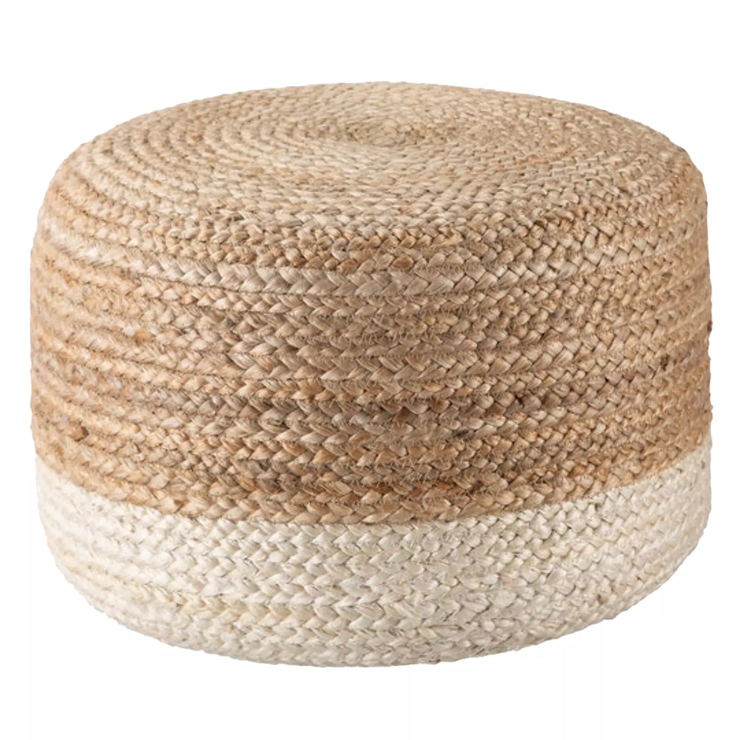 Ombre Hand-Braided Jute & Cotton Pouf Ottoman