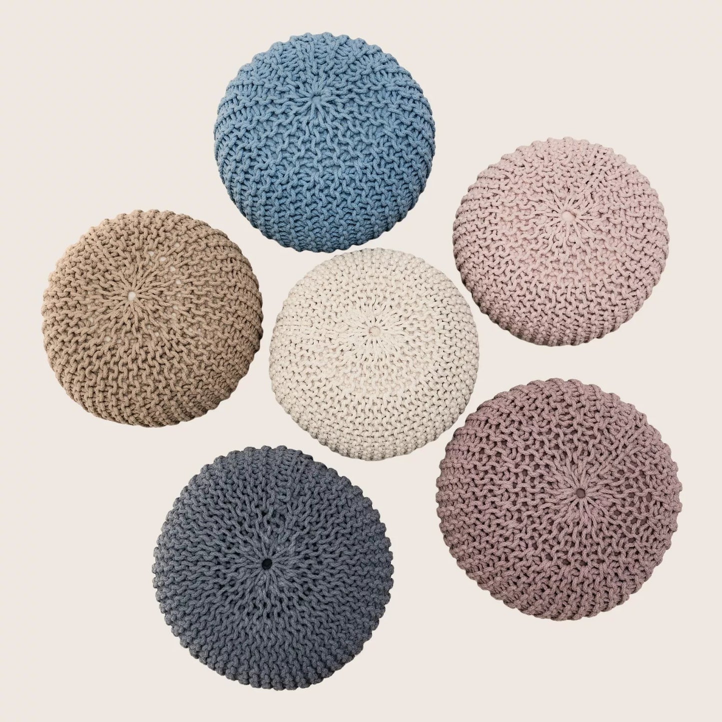 Hand-Woven Braided Cotton Pouf