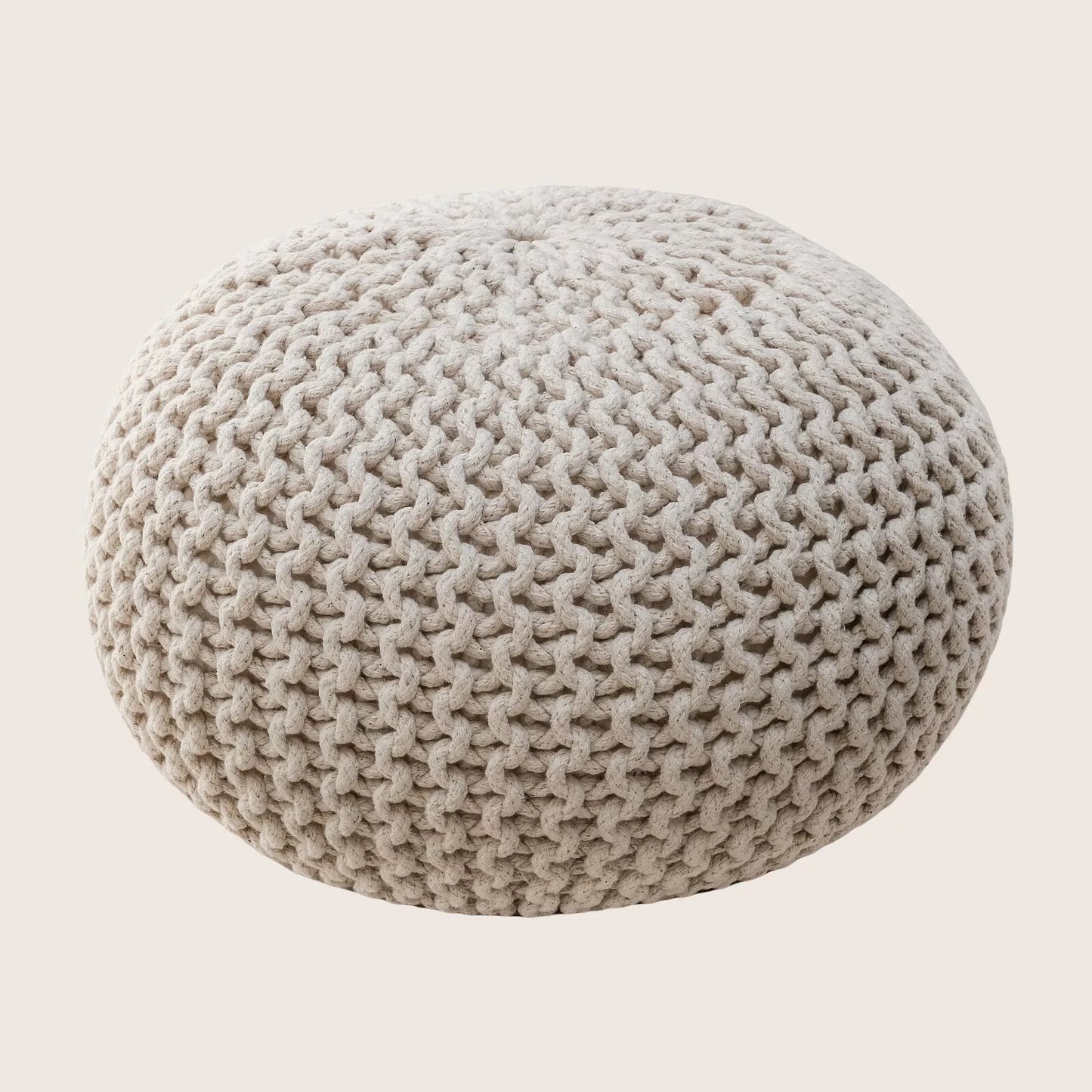 Hand-Woven Braided Cotton Pouf