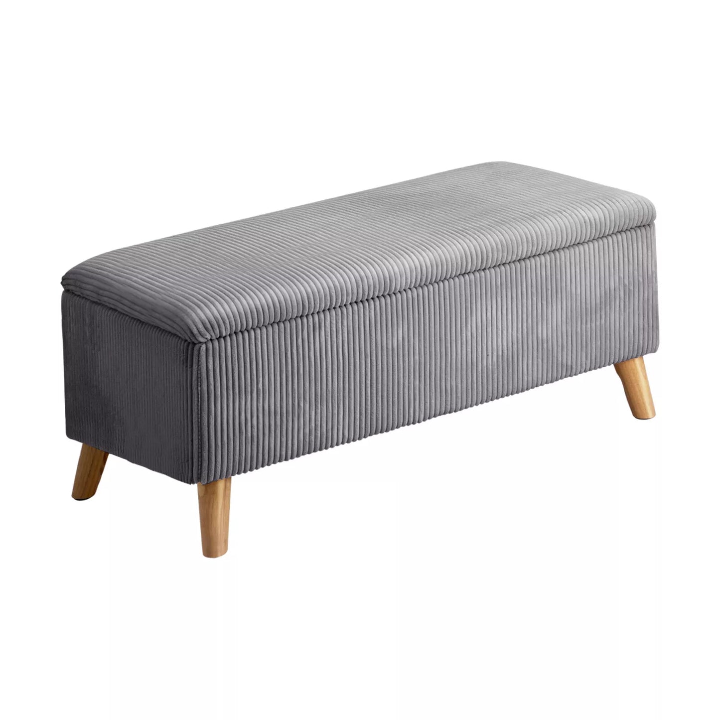 Grey Polyester Classic Ottoman with Storage