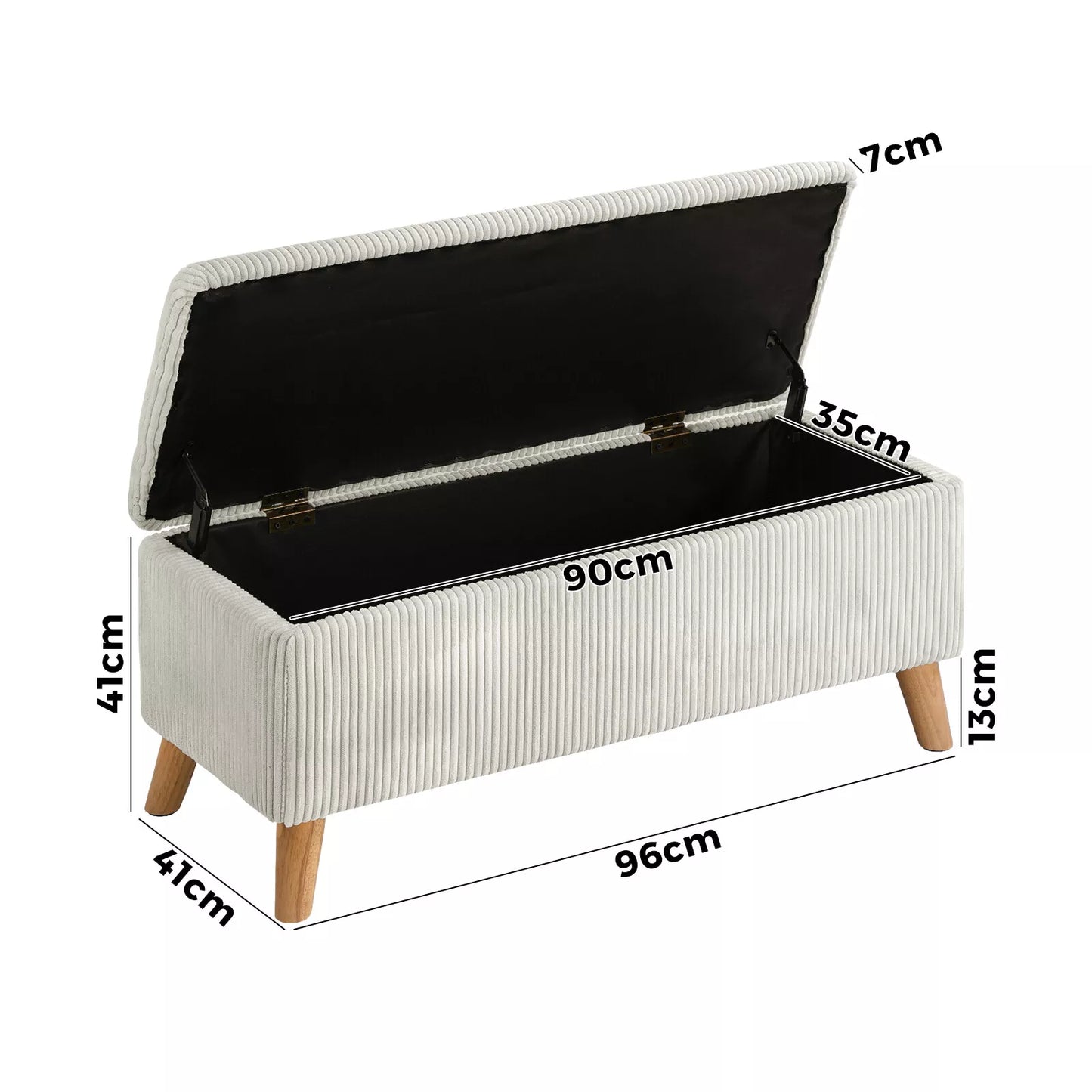 Beige Polyester Classic Ottoman with Storage