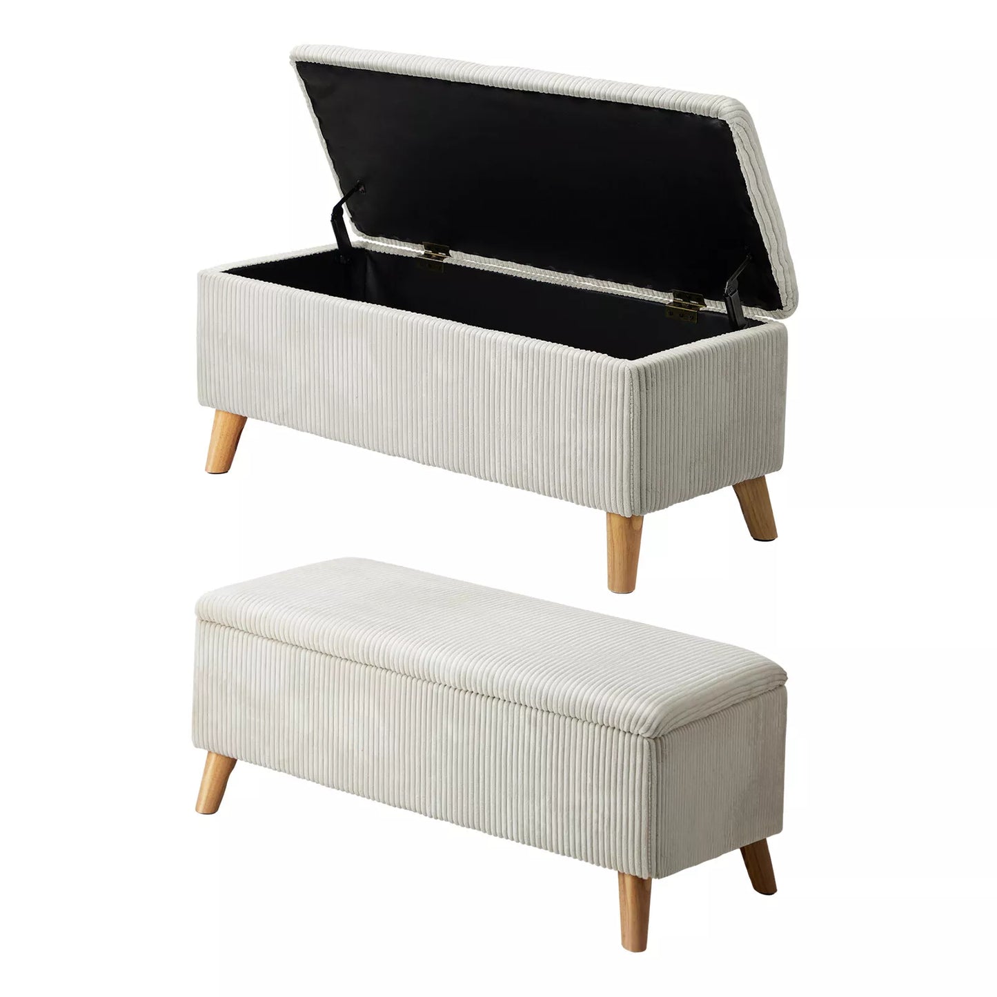 Beige Polyester Classic Ottoman with Storage