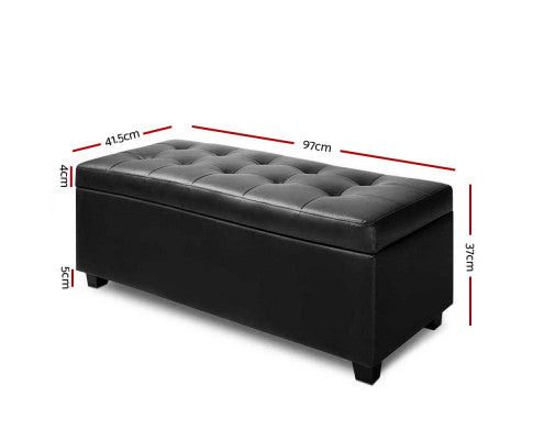 Storage Ottoman PU Leather - Black