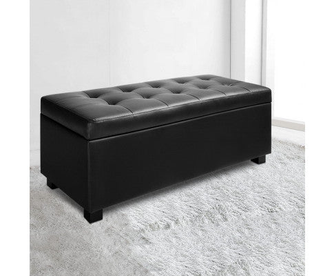 Storage Ottoman PU Leather - Black